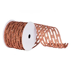 6 Inch X 10 Yard Copper Metallic Rectangle Wired Mesh Christmas Ribbon