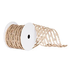 6 Inch X 10 Yard Champagne Metallic Rectangle Wired Mesh Christmas Ribbon
