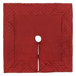 52 Inch Burgundy Quilt Stitch Jewel Square Christmas Tree Skirt
