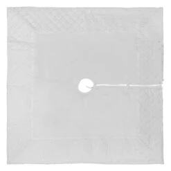 52 Inch Ivory Quilt Stitch Decorative Jewel Square Christmas Tree Skirt