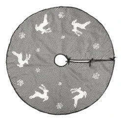 48 Inch White And Black Checkered Reindeer Decorative Christmas Tree Skirt